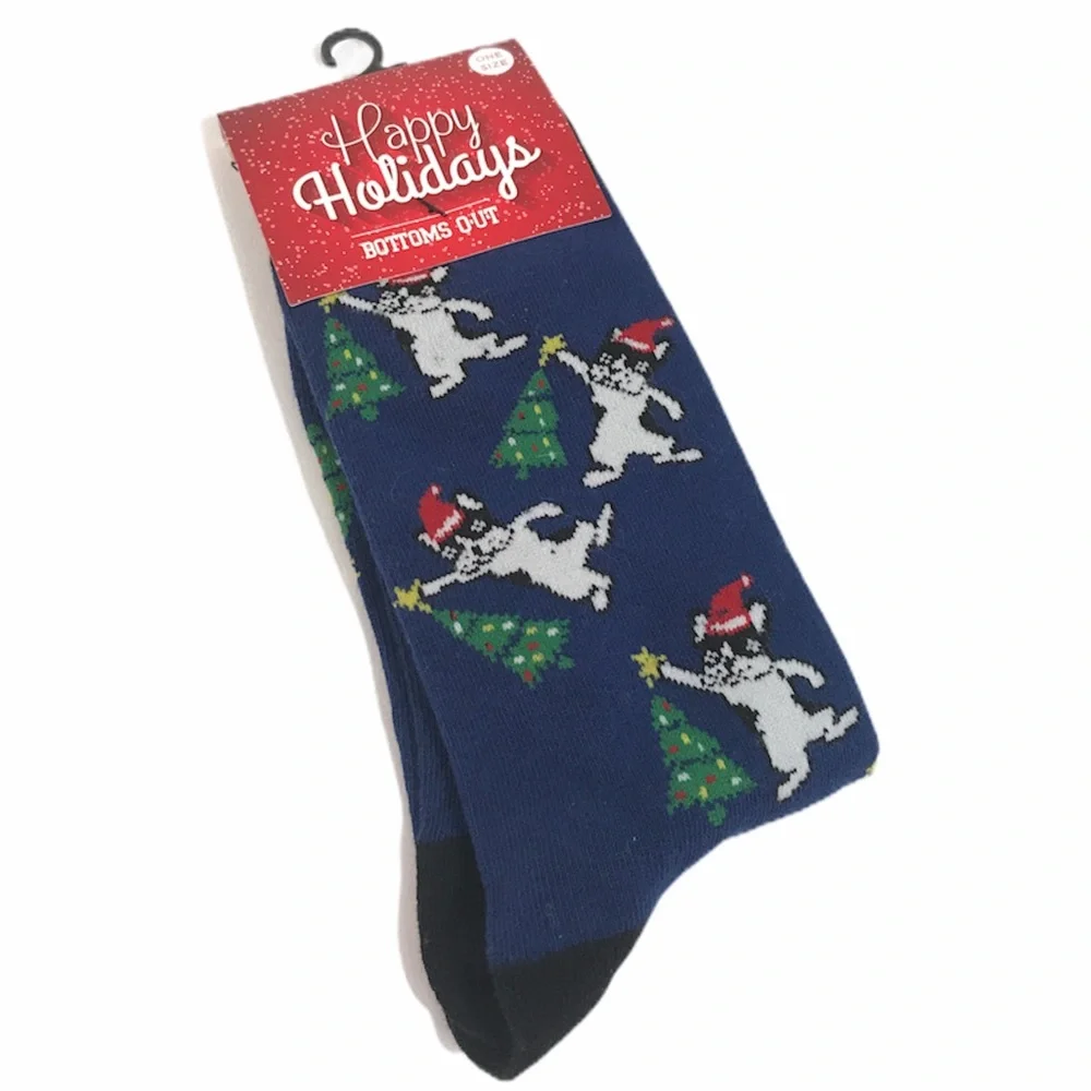Bottoms Out French Bulldog Christmas Crew Socks